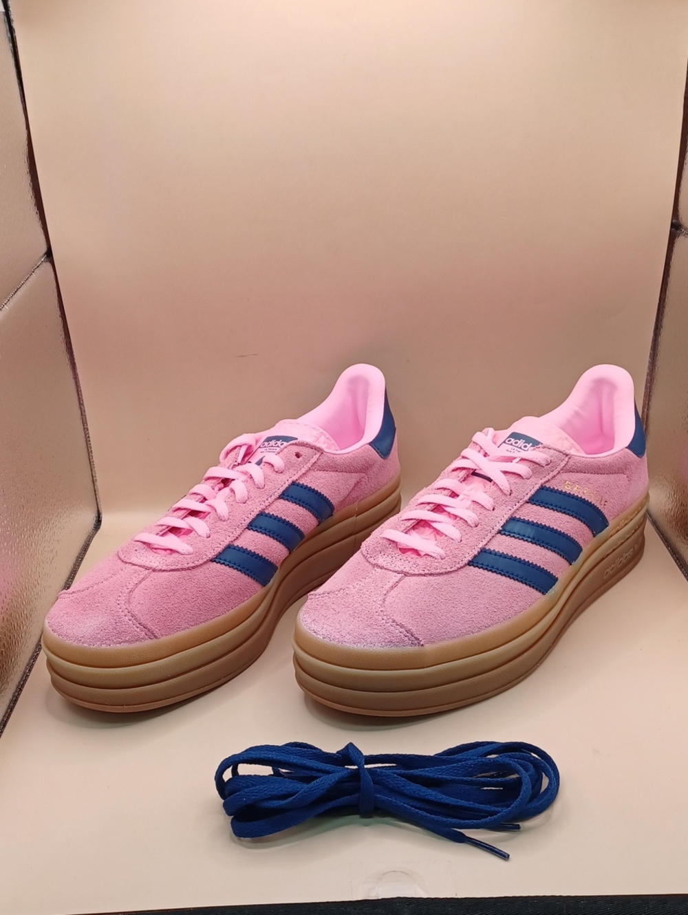 Adidas Gazelle Bold Sneakers-Pink/Blue Women Size 9.5 US H06122